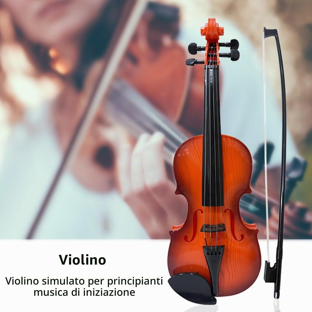 HUIOP Violino simulato Pratica musicale Violino per principianti Kit di violino Strumento musicale Squisita fattura Puntelli per prestazioni Regali Corde regolabili