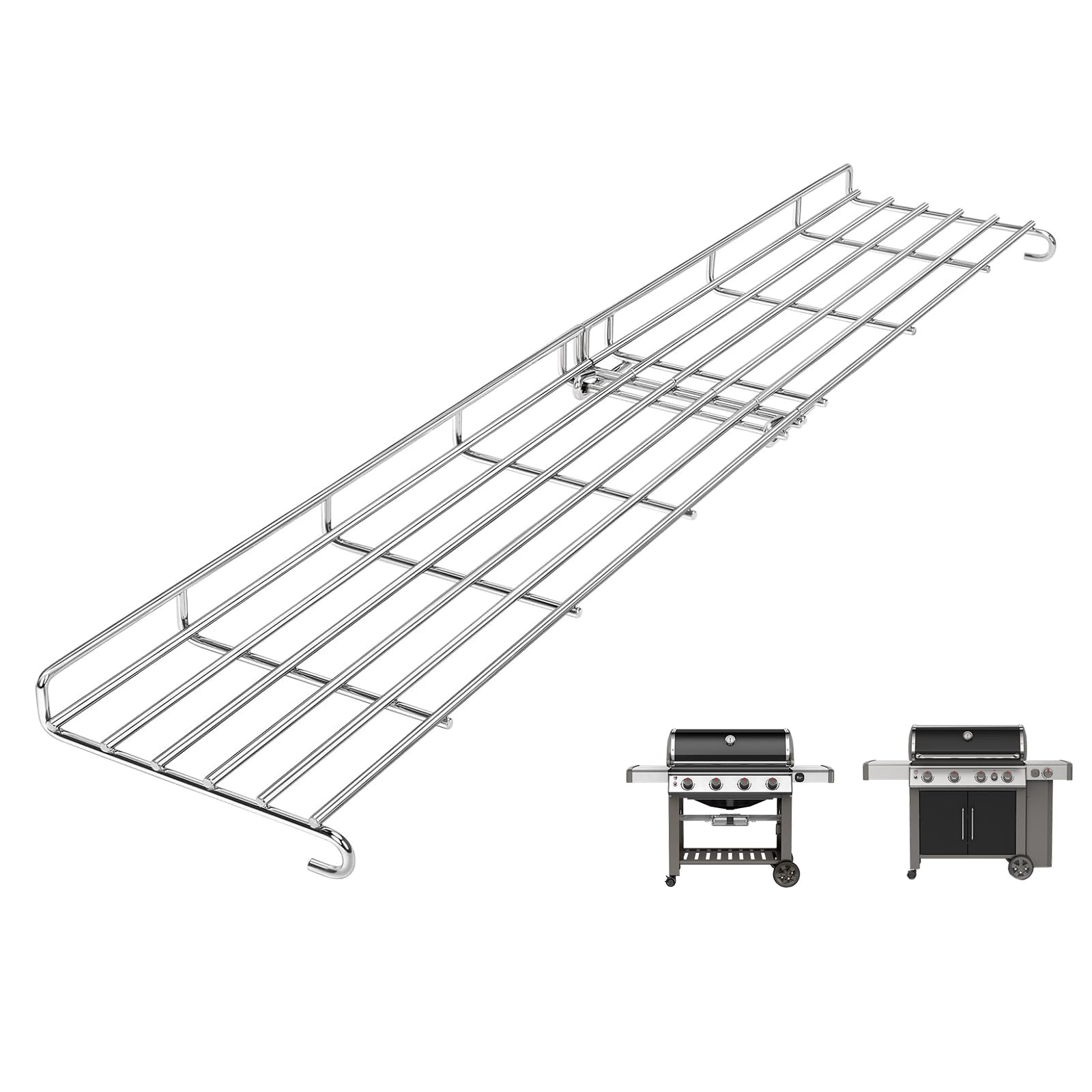 QuliMetalStainless Steel Foldable Grill Warming Rack for Weber Genesis II 400 Series Gas Grills, Genesis II E/S/SE-410, II E/S-435 Series, Replacement Parts for Weber 66045
