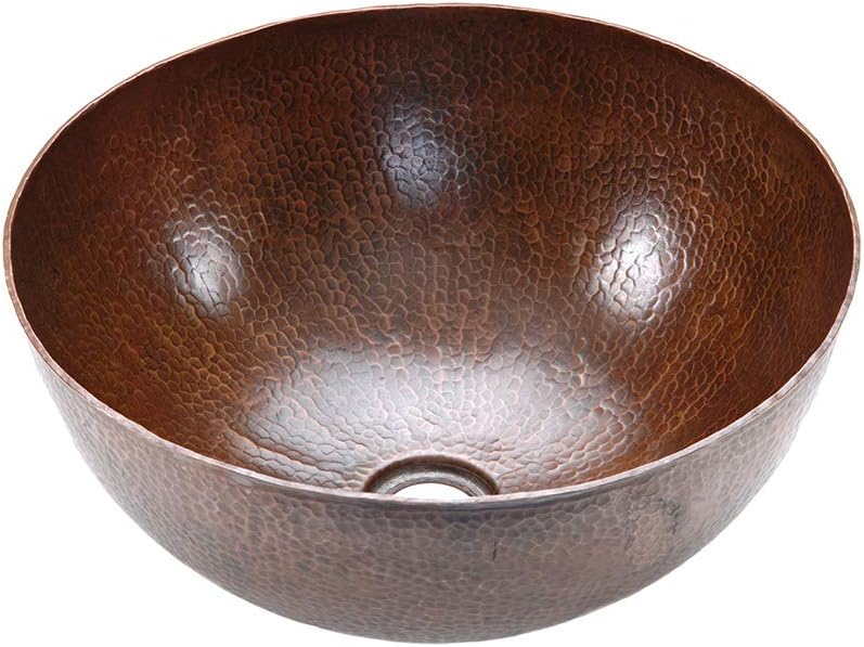 Premier Copper Products VR15BDB 15-Inch Round Vessel Hammered Copper Sink, Oil Rubbed Bronze