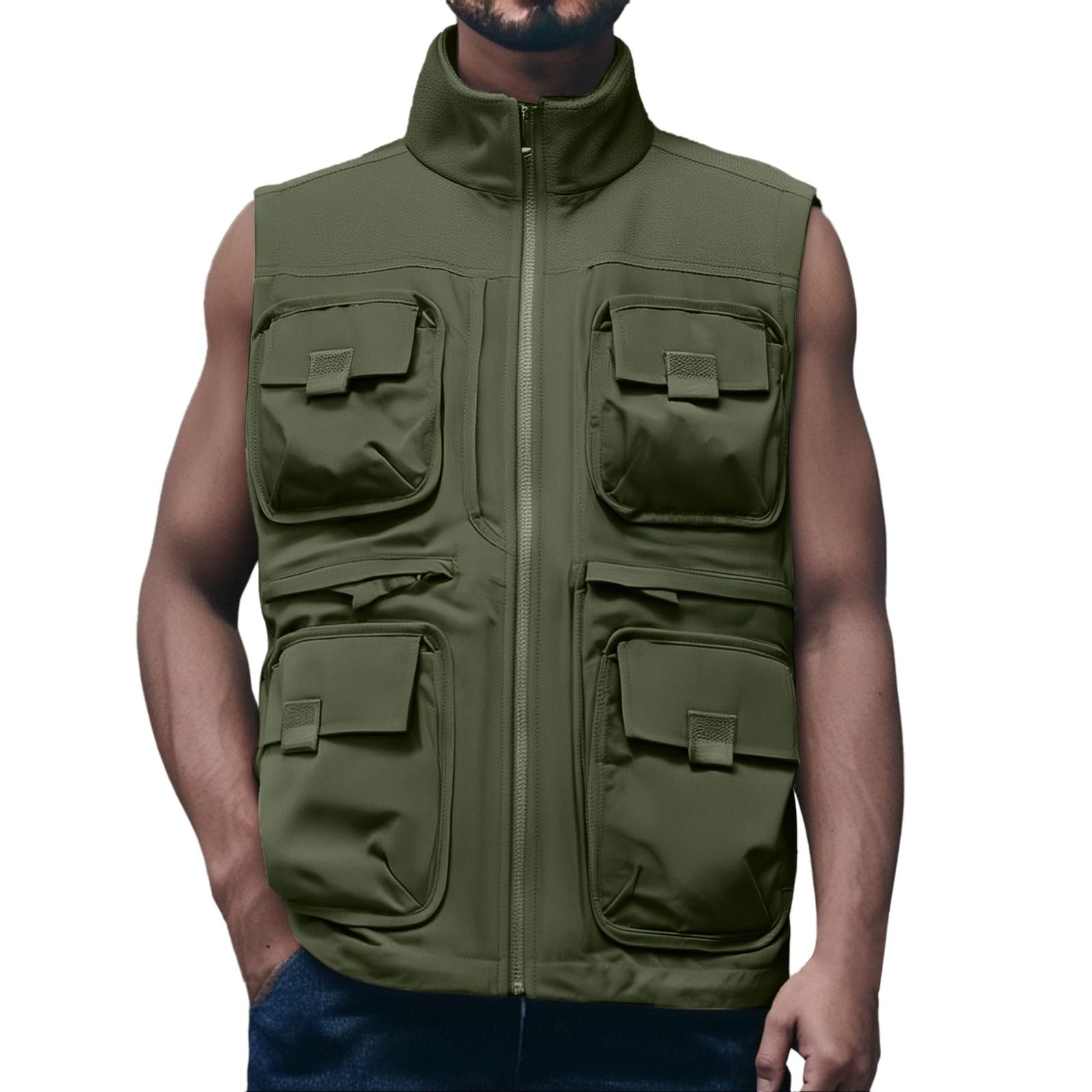 Gilet da Lavoro Uomo Gilet da Pesca Senza Maniche, Traspirante Asciugatura Rapida Sportivo Giacca Viaggio Casual Gilet Leggeri Caccia Giubbotto Smanicato da Uomo Gilet Tattico Abbigliamento da Lavoro