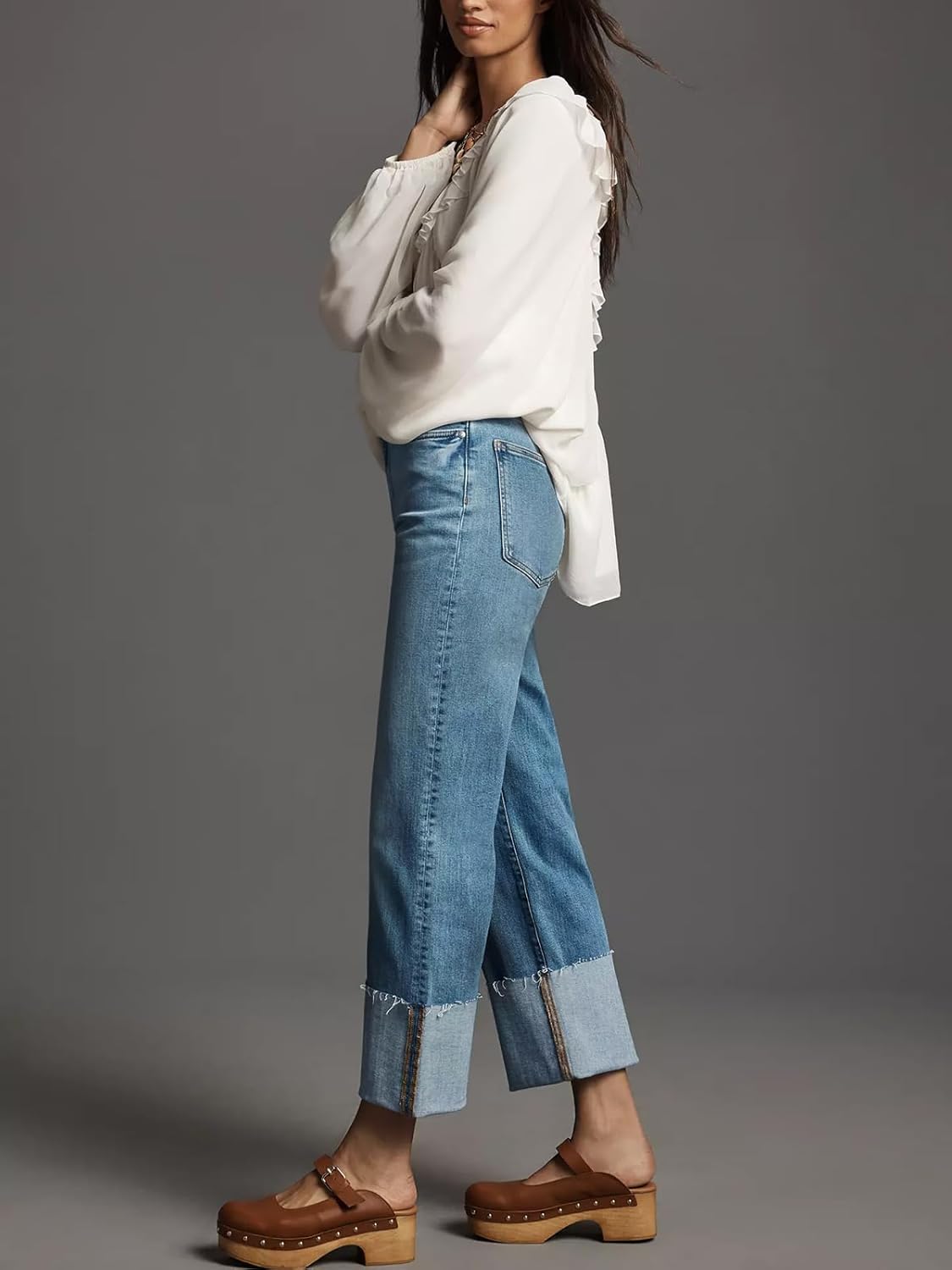 KUNMI Women’s Wide Leg Jeans High Waisted Straight Leg Stretchy Denim Pants with Pockets