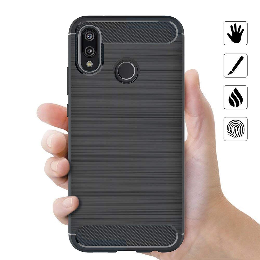 Custodia Huawei P20 Lite In Fibra Di Carbonio - Antiurto, Antiscivolo, Design Nero In Silicone - Foto 4