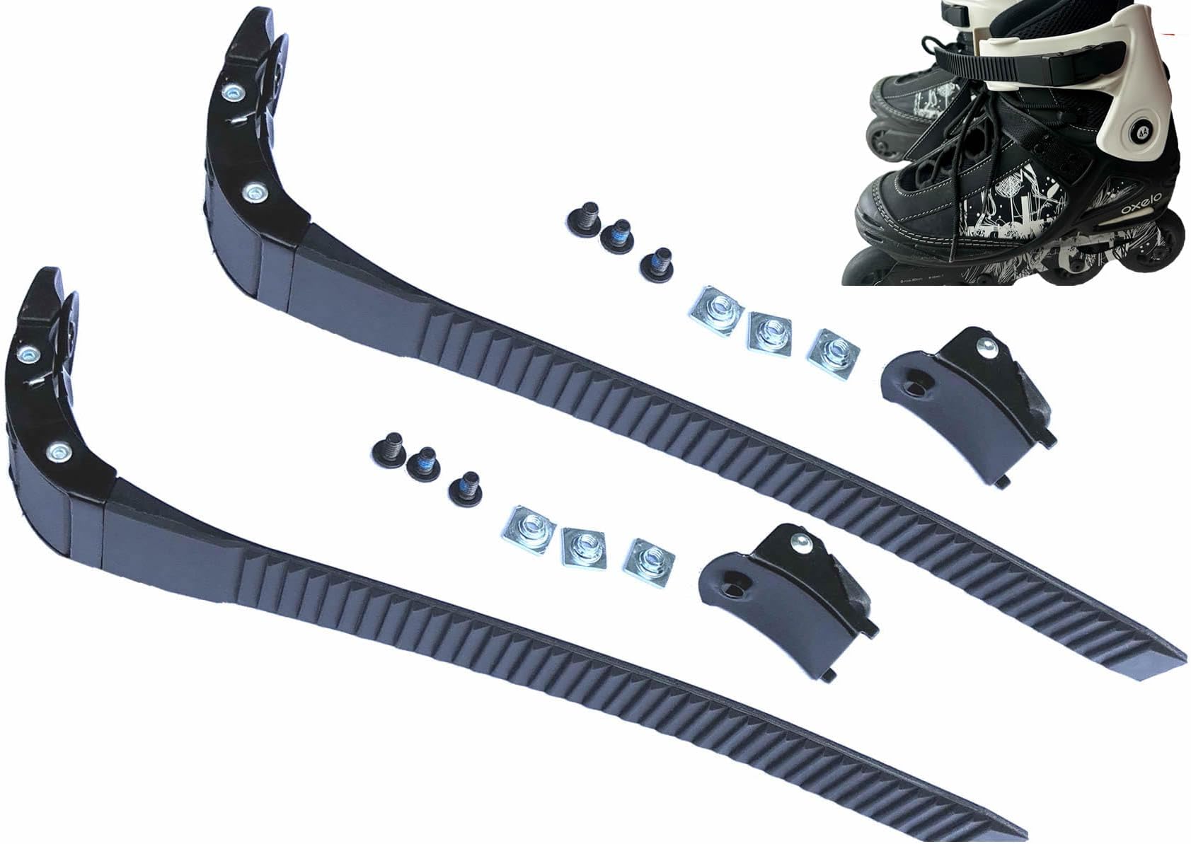 Alemon 2 Pieces Replacements Inline Roller Skating Shoes Energy Strap with Screws Nuts Skates Buckles Accessory,3 Colors Black Blue Pink