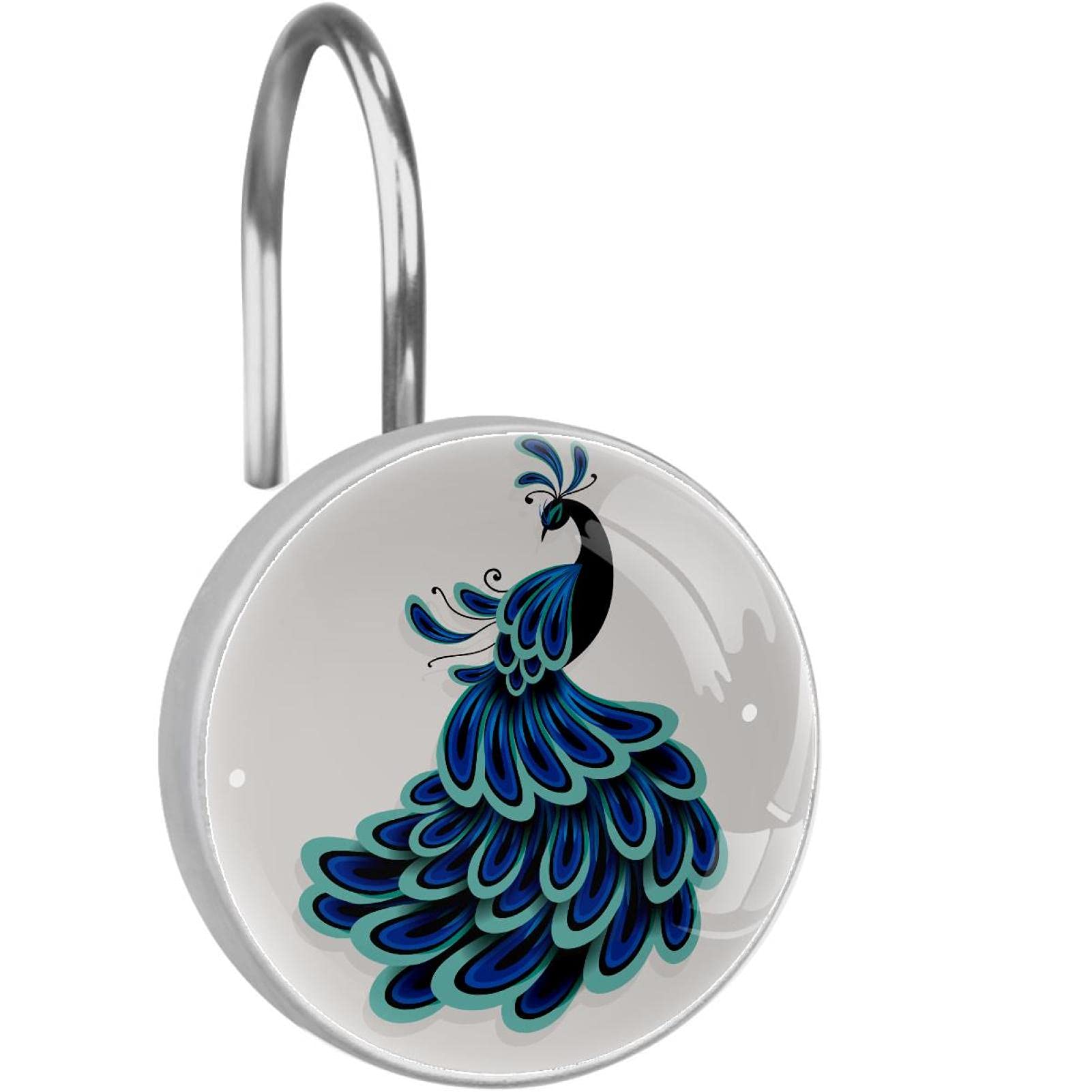 Crochets pour rideau de douche Art Peacock-01 en métal haut de gamme