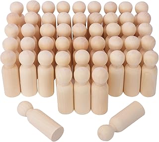 50 Pieces Wood Peg People, 3.54 Inch Wooden Peg Dolls Bodies, Unfinished Wooden People Figures, Wooden Peg Doll Body for Painting, DIY, Crafting and Art Projects