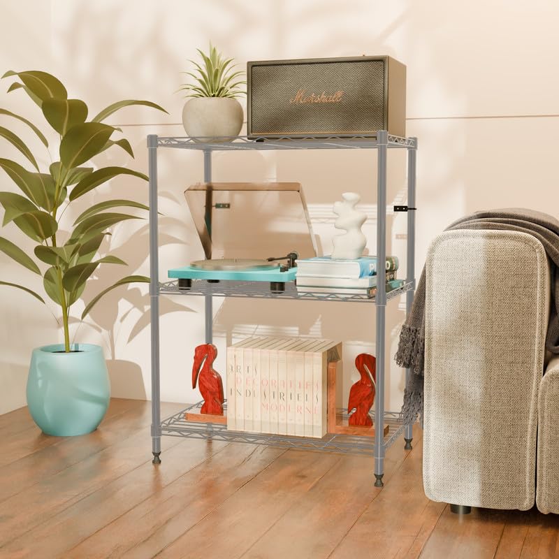 Image of 3-Shelves Heavy Duty Steel Storage Rack | Multipurpose Shelving Unit for Kitchen, Home & Utility