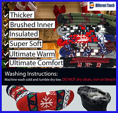 Different Touch 6 pairs Packs Thermal Lodge Socks for Men and Women, Heated Winter Non-Skid Boot Socks, Insulated for Cold3