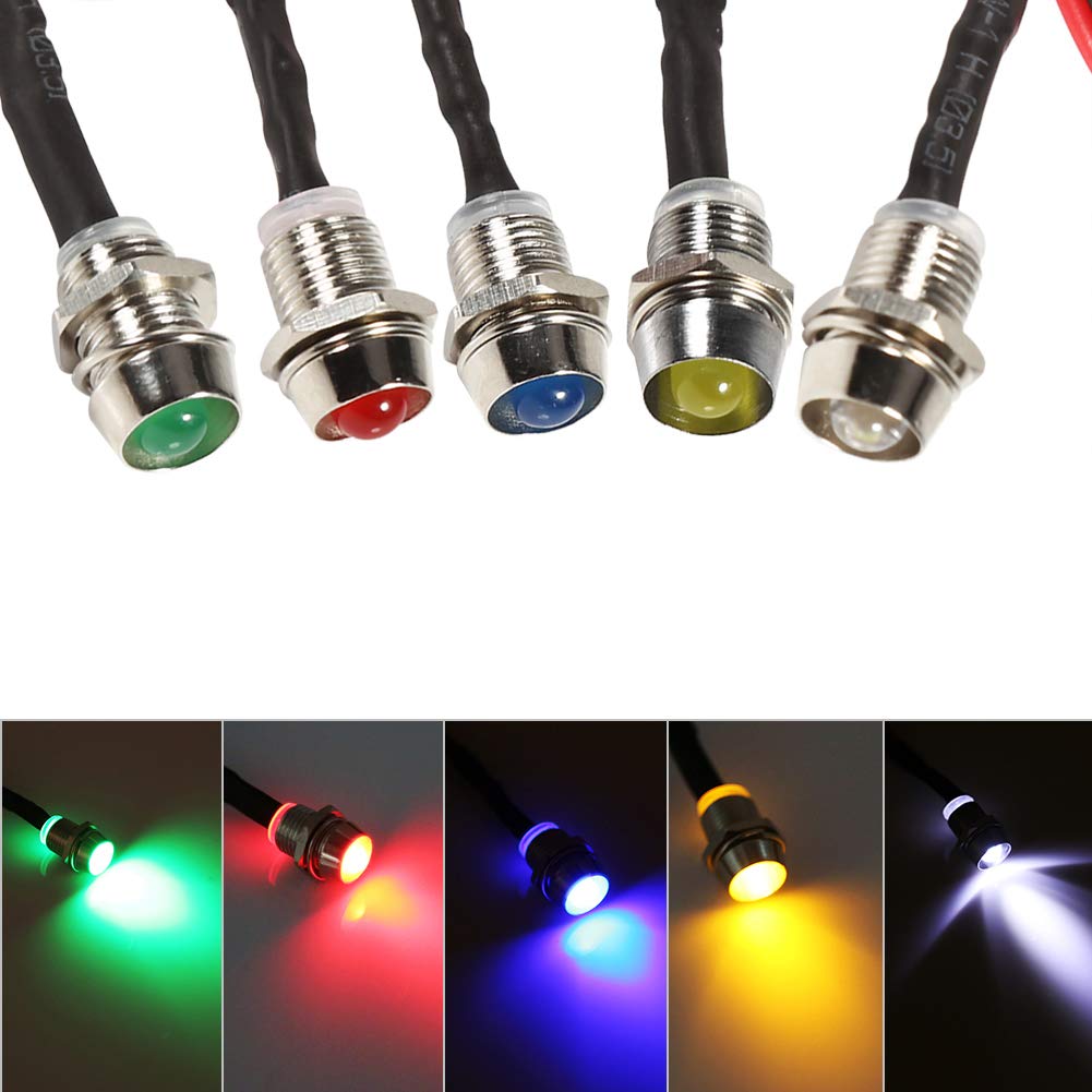 4 Voyants LED 12V Rouges étanches - 8mm Pour Tableau De Bord Auto/van - Indicateurs Warning Universels