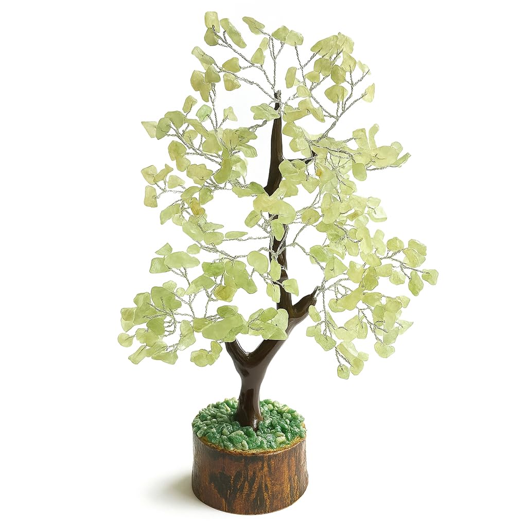 Edelsteinbaum - Kristallbaum Glücksbaum mit Echten Steinen - Grüner Aventurin Chakra Baum, Harmonischer Heilstein Baum, Deko Edelstein Baum gegen Stress - Steinbaum Kristalle Baum Geschenk