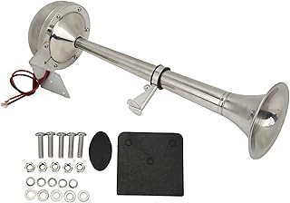 Boat Horn,Boat Horn 12V Marine Chrome,Boat Yacht Spare Parts,Loud Single Trumpet 328DB 12V 30W VXH1112MAR C Stainless Steel Universal Air Horn for Boats RVs Yachts