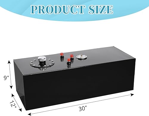 Miniatura 4 de MOTORHOT Kit de tanque de gasolina de combustible de 15 galones, universal, 57 L, aluminio pulido de carreras, tira de deriva, tanque de combustible