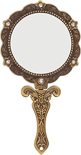 FRCOLOR Antique Mirror Vintage Hand Mirror Desktop Mirror Antique Makeup Mirror Decorative Makeup Mirror Embossed Flower Mirror Women Handheld Mirror Flower Mirrors Hand Mirror for Makeup