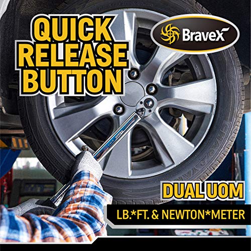 1/2-Inch Torque Wrench Drive, Click Torque Wrench kit for Bikes Car Motorcycle Multitool | Quick-Release Reversible | Non-Slip Grip |10~150 ft./lb, 14~203 Nm