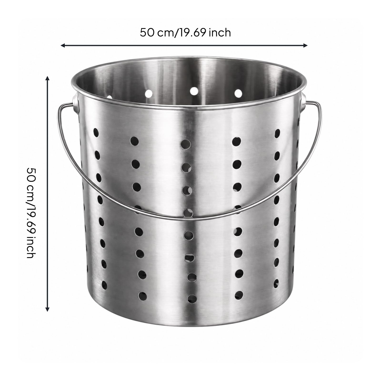 Baoblaze Cubo Drenaje Acero Inoxidable Resistente Cubo sinfección Perforado Versátil Canastilla Drenaje Cocina para Espacios Comerciales, 50CM
