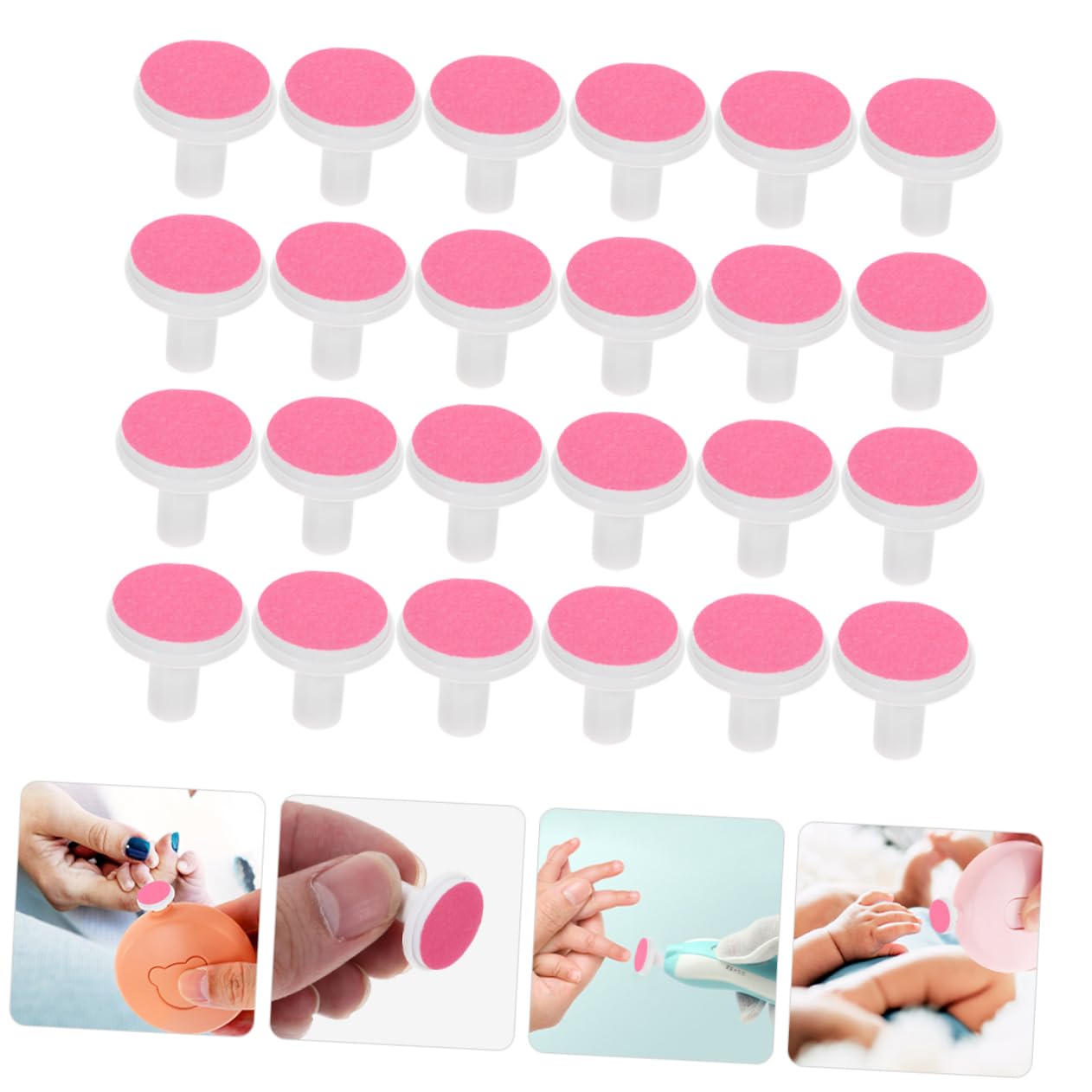 PACKOVE Replacement Nail Trimmer Pads for Baby 24pcs Electric Nail File Grinding Heads