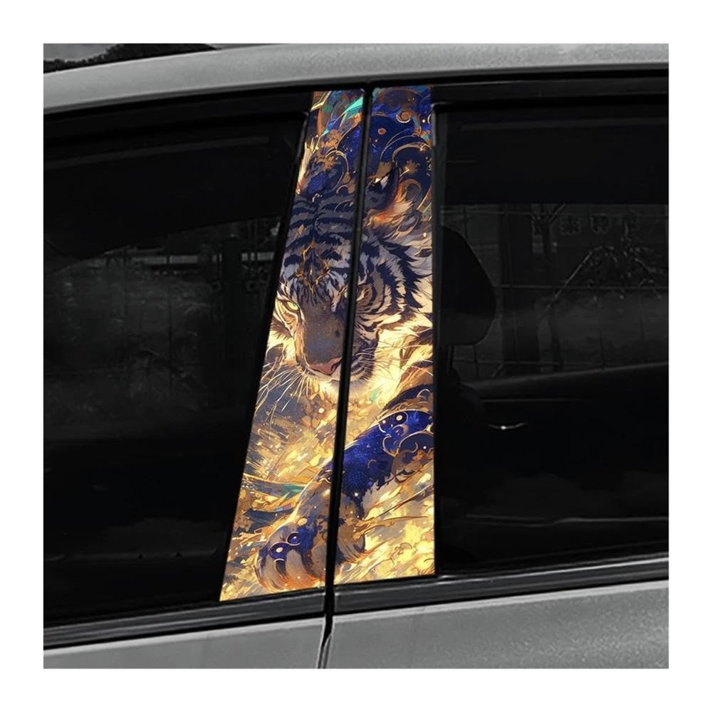 Body Parts 2pcs White Tiger DIY Car B-Pillar Waterproof Stickers Protective Decoration Cover Scratches(B)