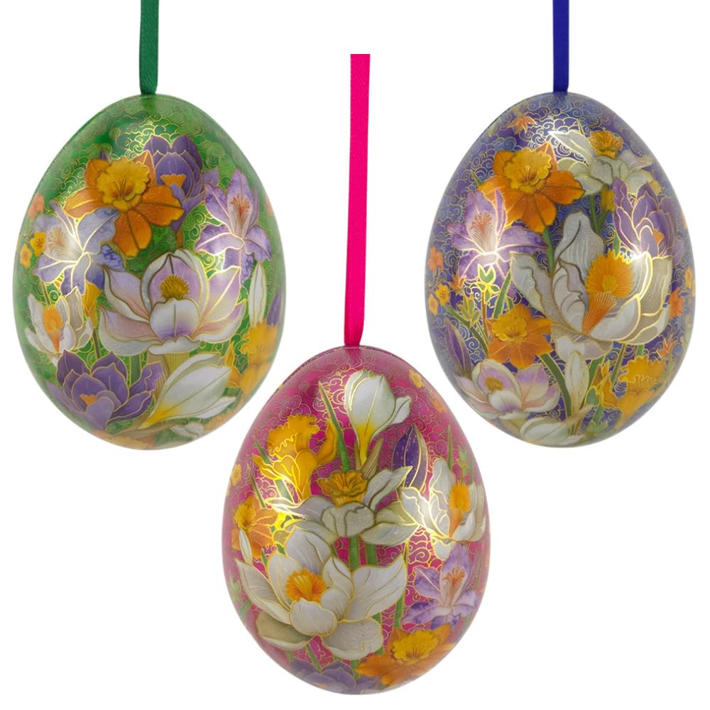 That's Crackers Set Of Three | Cloisonne | Two Part Hanging Easter Egg | Fillable Tin | 7Cm Tall