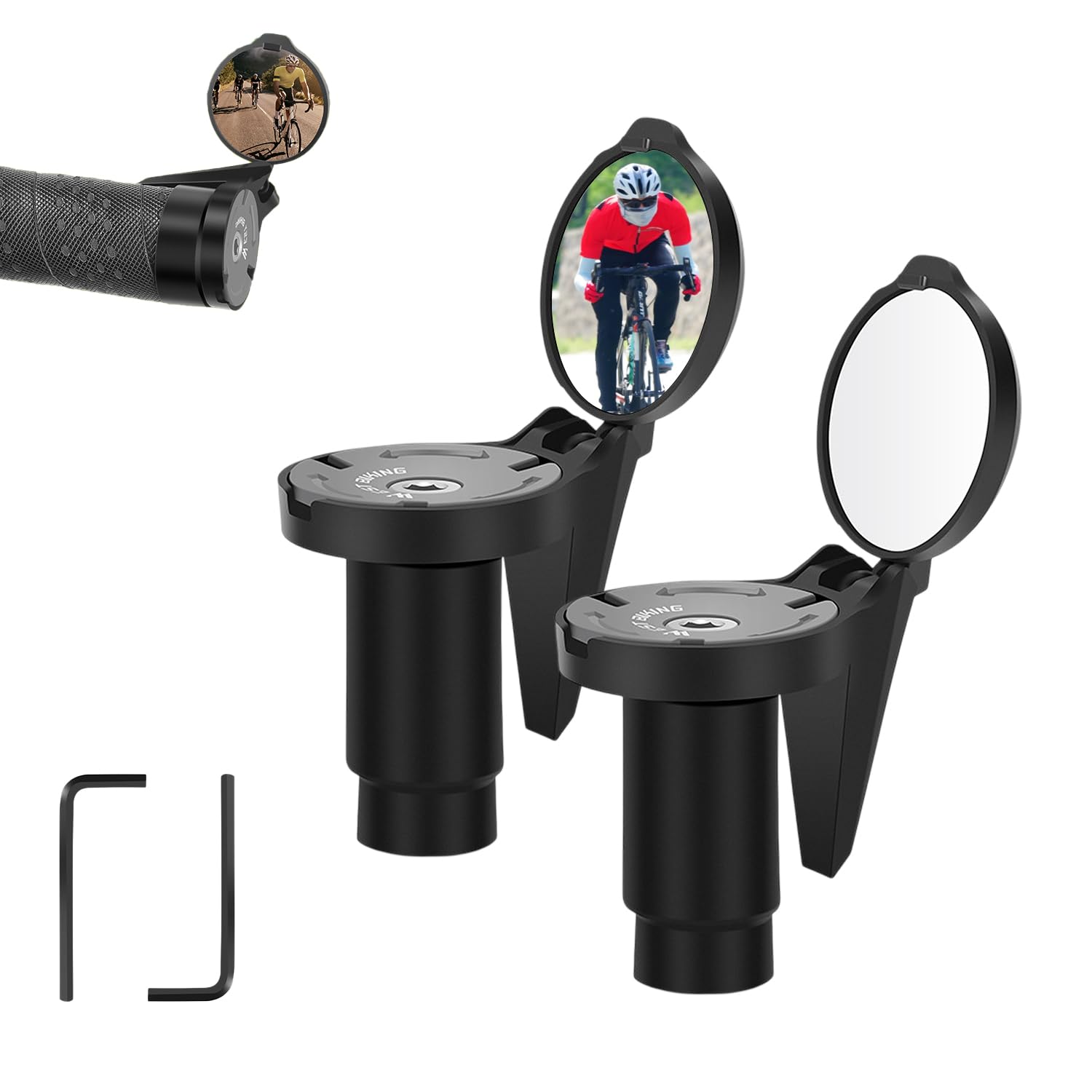 2 Pezzi Specchietto Bici Pieghevole Specchietto Retrovisore Bicicletta HD 360° Regolabile Girevole Specchio Bici per Manubrio 16-22mm