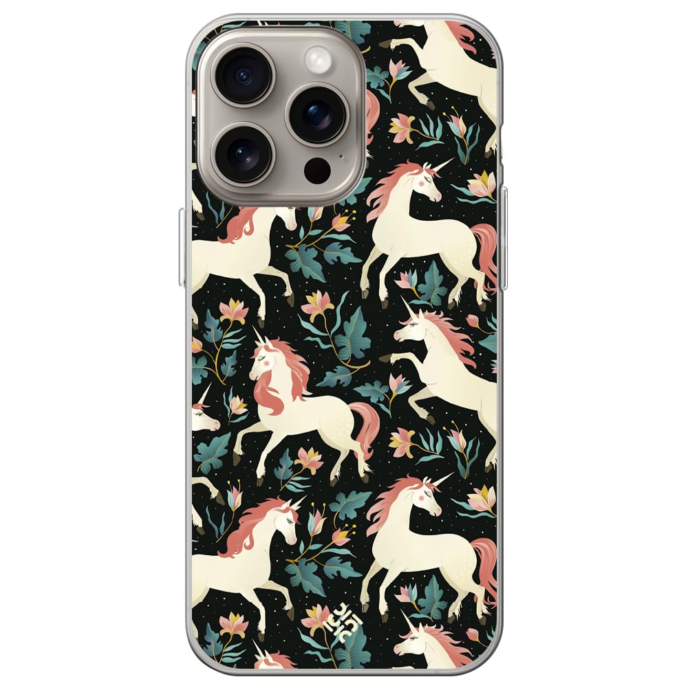 Movilshop Case for [iPhone 15 Pro Max] Cute Design [Unicorn Fantasia] Flexible Silicone Transparent Case Cover Gel for Smartphone.