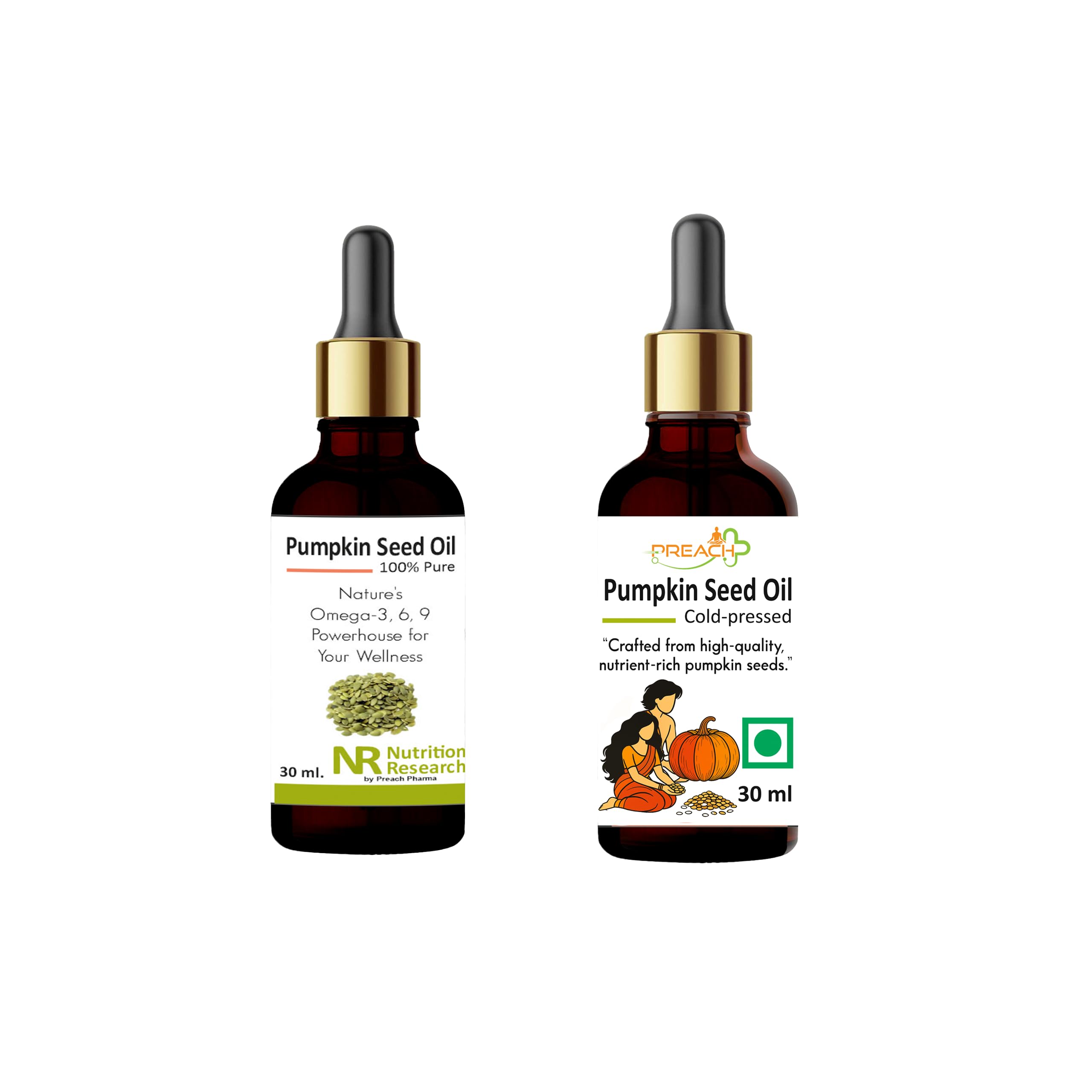 Pumpkin Seeds Oil Cold Pressed | Rich In Omega 3 6 9 | Carrier Pumpkin Oil Pure & Undiluted For Hair Care, Nails & Skin | Pack Of 1 | 30 Ml