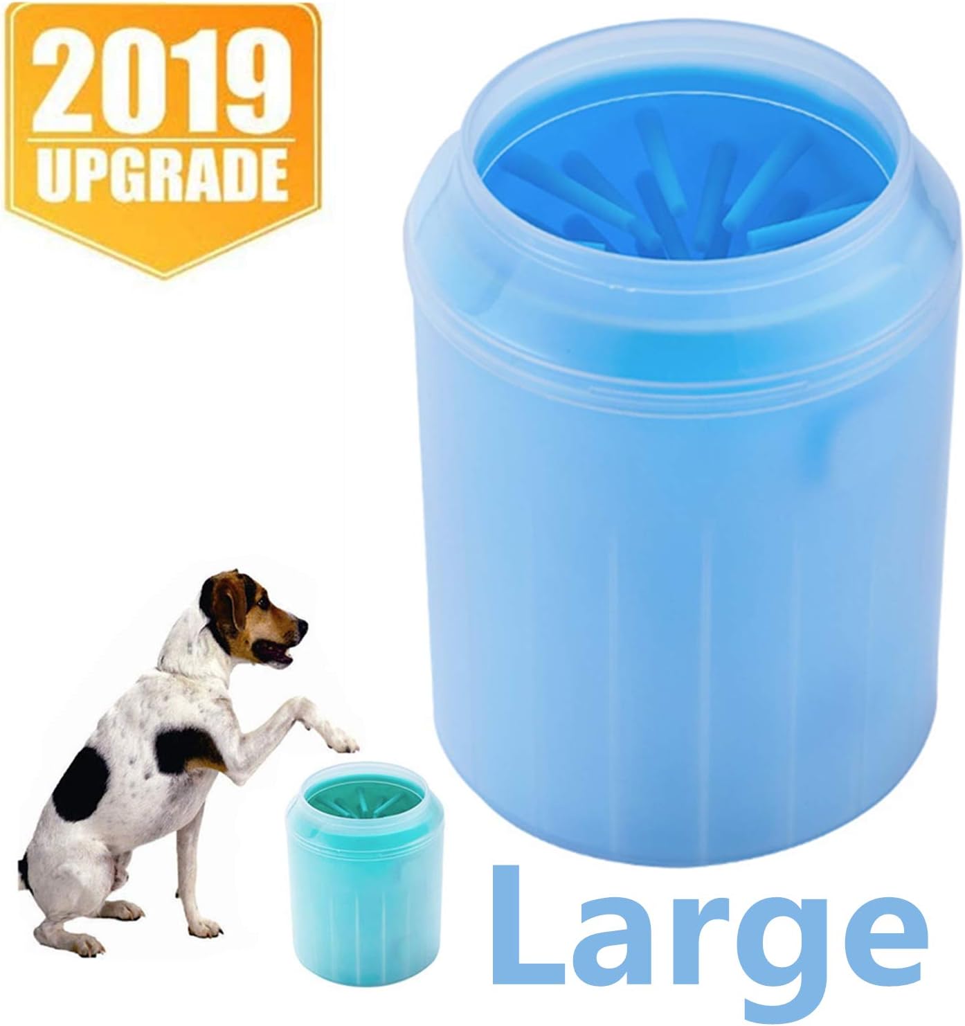 uhmhome Dog Paw Cleaner Pet Feet Washer Cup with Soft Gentle Silicone Bristles(Mini/Medium/Large (Large Blue)