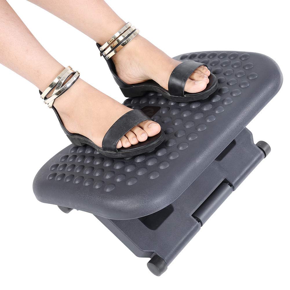 Poggiapiedi portatile ufficio, poggiapiedi regolabile per poggiapiedi sotto la scrivania Design ergonomico Altezza regolabile con funzione di massaggio Rilascio suola per uso domestico