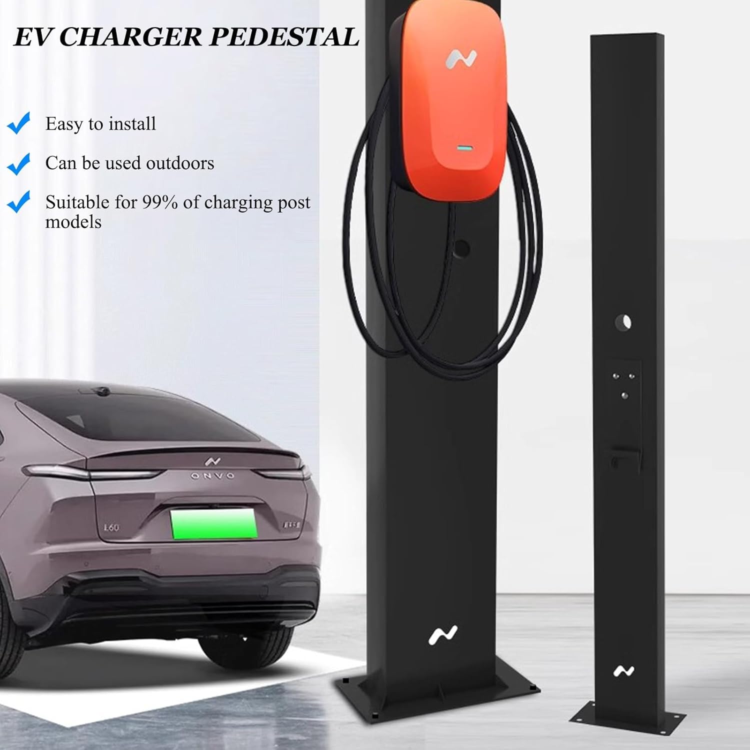 床置き型テスラ充電スタンド、ステンレススチール、テスラサイバー