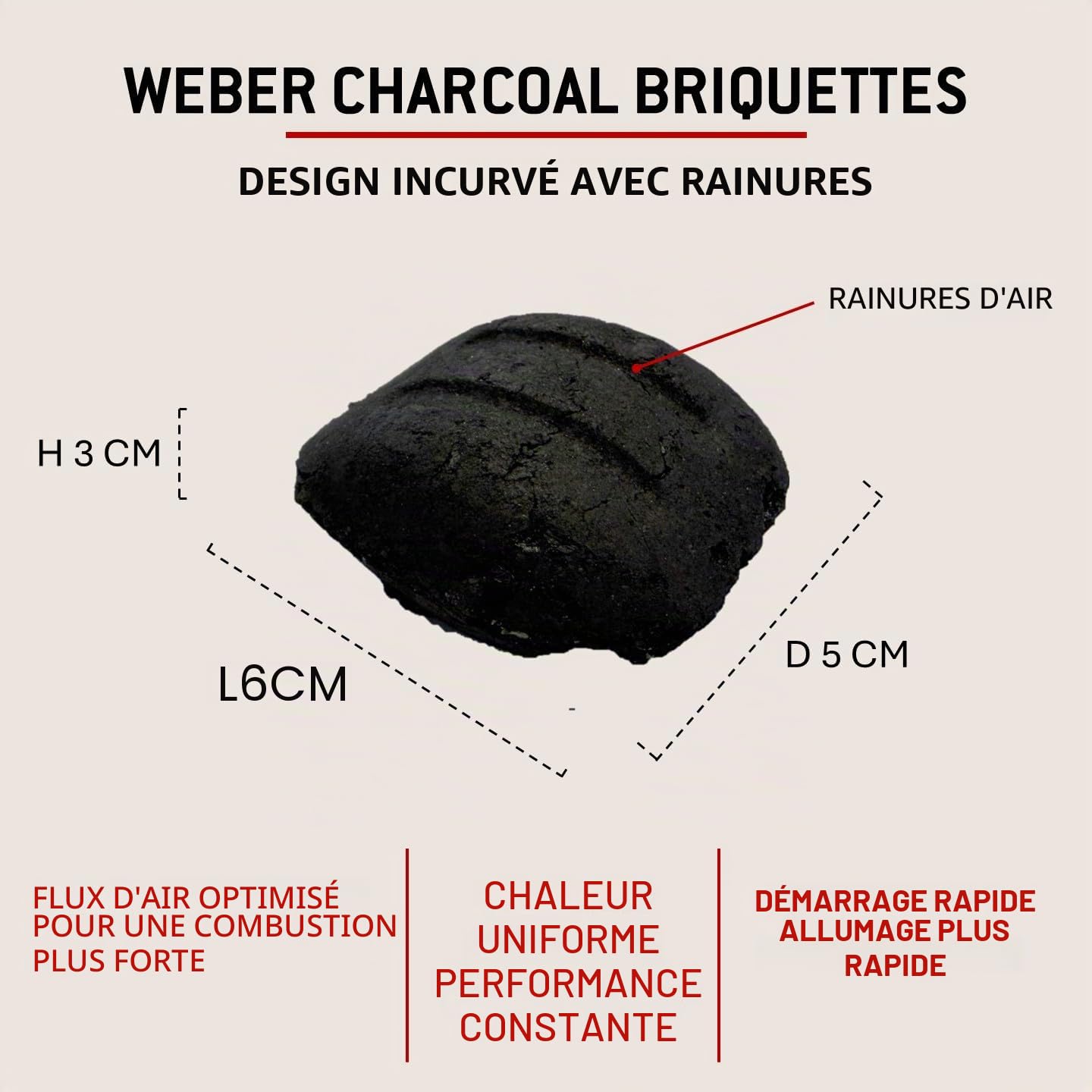 Weber Briquettes de Charbon de Bois Naturel pour Barbecue, Allumage Rapide 20 Min, Longue Combustion 3 Heures, 4 kg