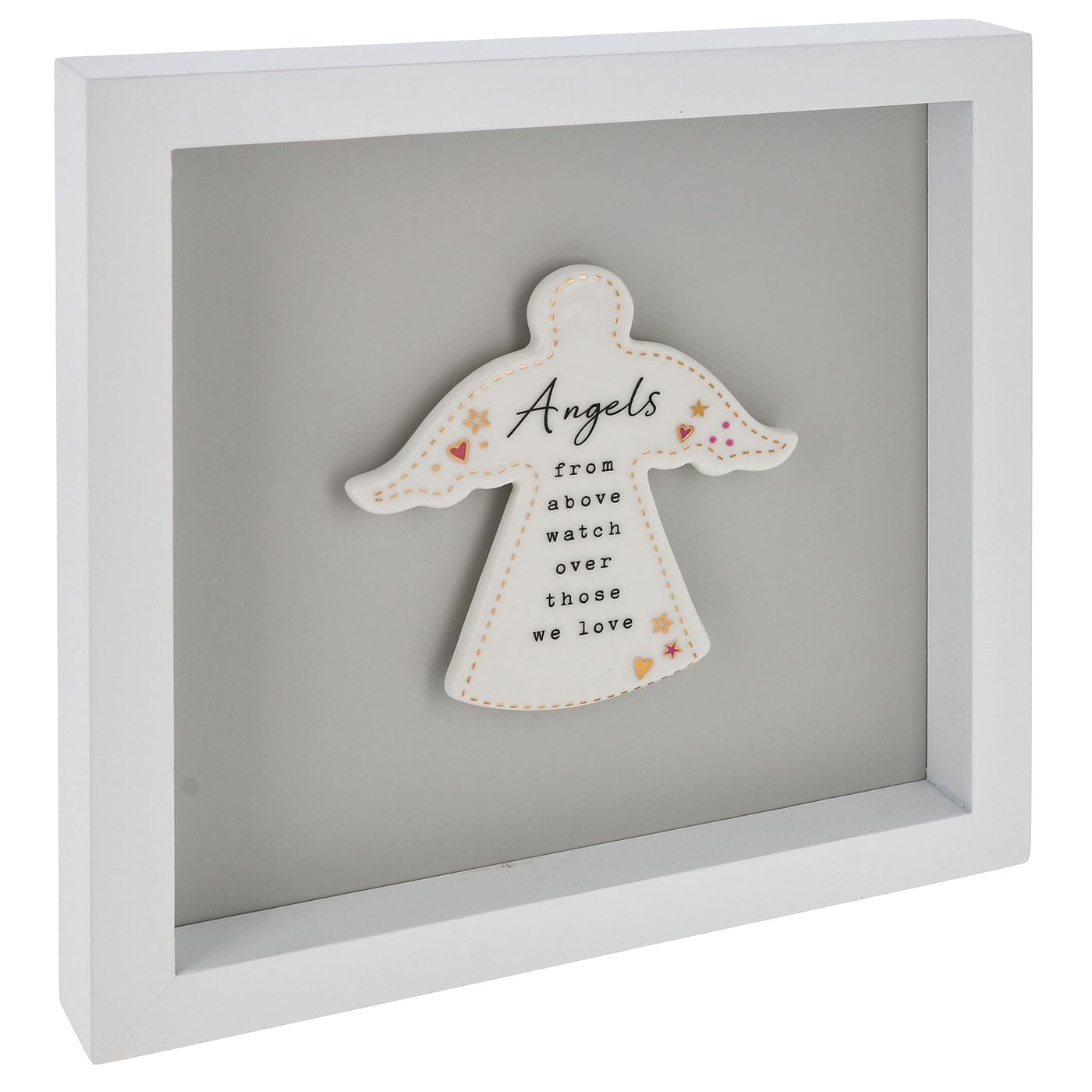 Shudehill Giftware Heartfelt Art Butterfly, Square, House, Angels or Heart Plaque in White Frame Large, Mum, Dad, Grandad