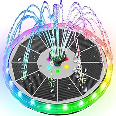 AMAZON - Yzert Solar Fountain Matte Panel Multicolor Lights Modes, Built-in 4000 mAH Battery 2023 Bird Bath Fountains Solar Power with 4 Fixed Rods, Solar Fountain Pump for Pool, Pond, Outdoor and Garden
