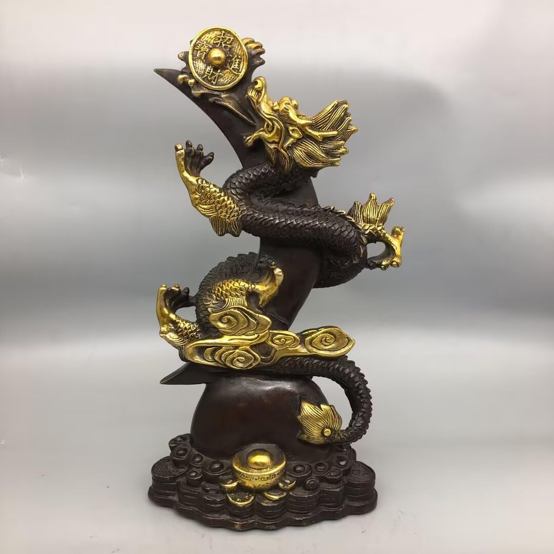 GLETSF Pure copper kirin a pair of statues home decorations animal decoration feng shui fortune,11*-16 * 11 * 20cm3.6kg