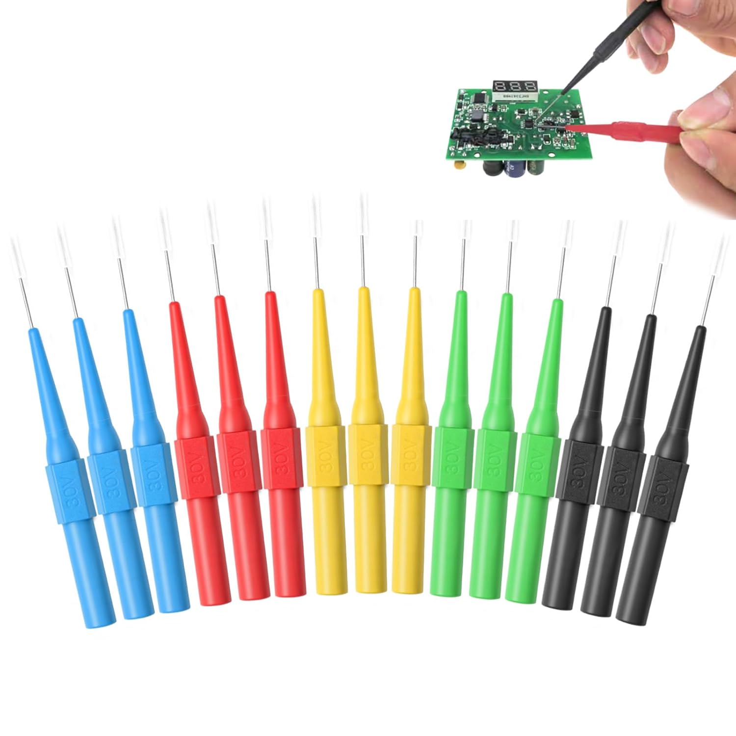 15pcs 0.7MM Test Leads Back Probe Pins, 4MM Gack Multimeter Probe 5 Colors Back Test Pins Multimeter Probes for Car Repairing and Laboratory Electric Testing (Red Blue Black Yellow Green) 15pcs 0.7MM Test Leads Back Probe Pins, 4MM Gack Multimeter Probe 5 Colors Back Test Pins Multimeter Probes for Car Repairing and Laboratory Electric Testing (Red Blue Black Yellow Green)