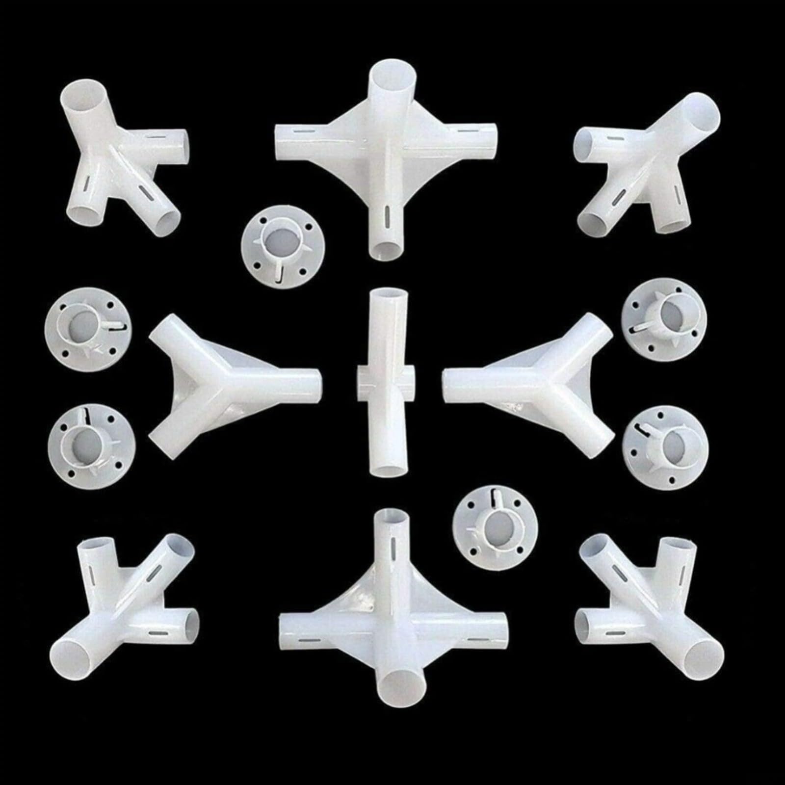 Gettimore White Plastic Gazebo Awning Connector Set, Tent Replacement Parts for 25mm 19mm Pipes, Corner Feet Kit(15pcs)