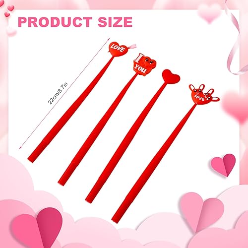 Miniatura 2 de YimeBand 12 bolígrafos con forma de corazón, bolígrafos de tinta negra, lindos bolígrafos decorativos para el día de San Valentín, bolígrafos de