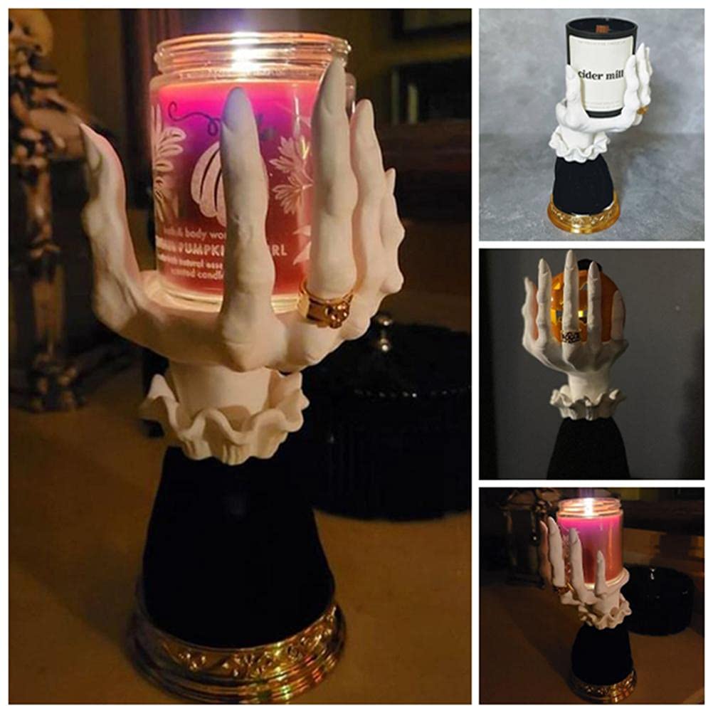 Halloween Candle Holder Witch Hand, Witch Hand Candle Holder Halloween Palm Candle Holder Candlestick, Witch Hand Candlestick Halloween Party Decorative, Decor