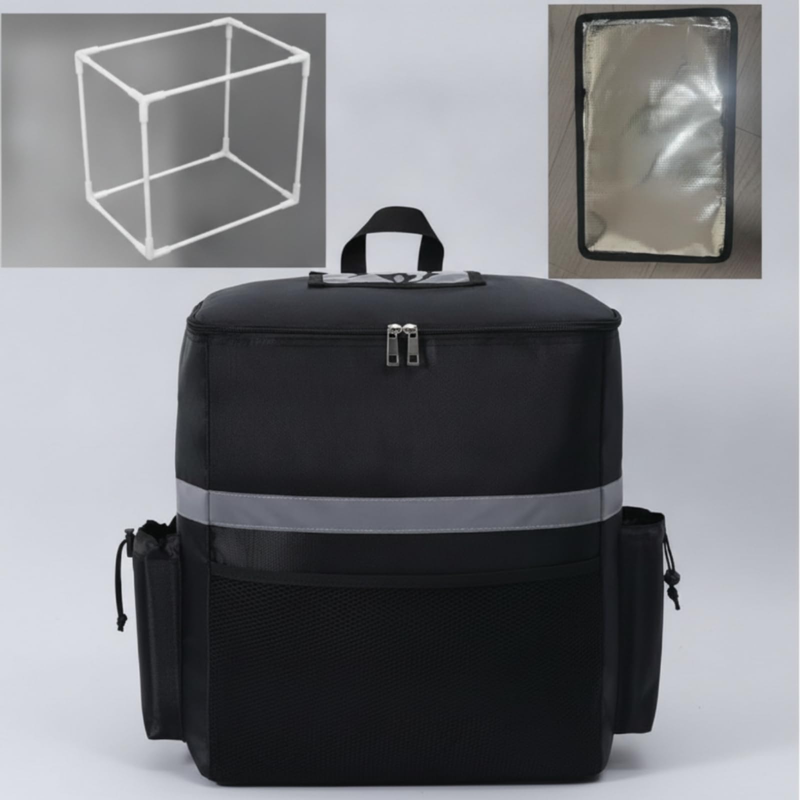 Mochila de Reparto Térmica Bolsa Isotérmica Mochila de Comida Mochila de Entrega con Interior Térmico y Estructura Antidesplazamiento Oxford con Banda