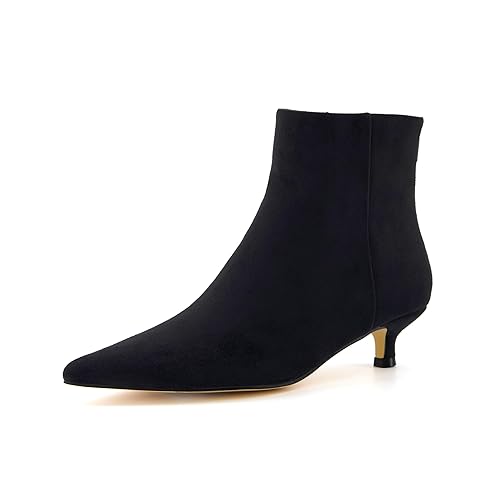 CUSHIONAIRE Women's Barbi Kitten Heel Bootie +Memory Foam, Wide Widths Available - 6.5 - Black Microsuede