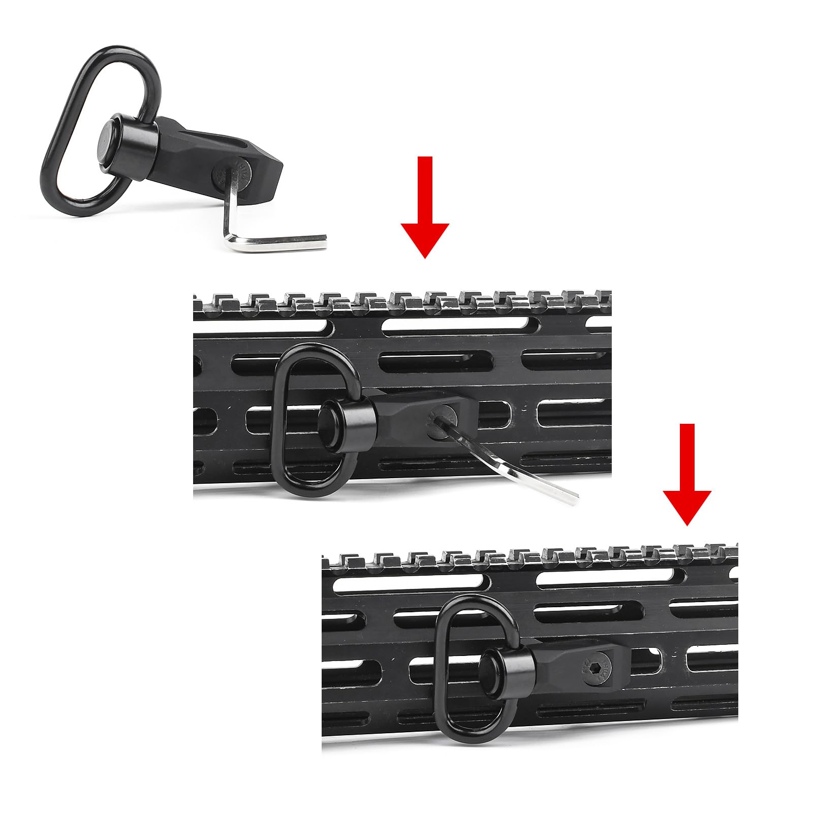 QD Sling Swivel Mount 30°Bevelled, Adattatore Tattico per Montaggio Fionda su Rotaia a Sgancio Rapido per Sistema Ferroviario MLOK/KEYMOD, Nero