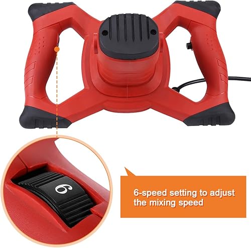 Miniatura 4 de Mezclador de hormigón eléctrico de mano de 1500 W, ajustable, 7 velocidades, mezclador de cemento de mortero de alta resistencia con paleta