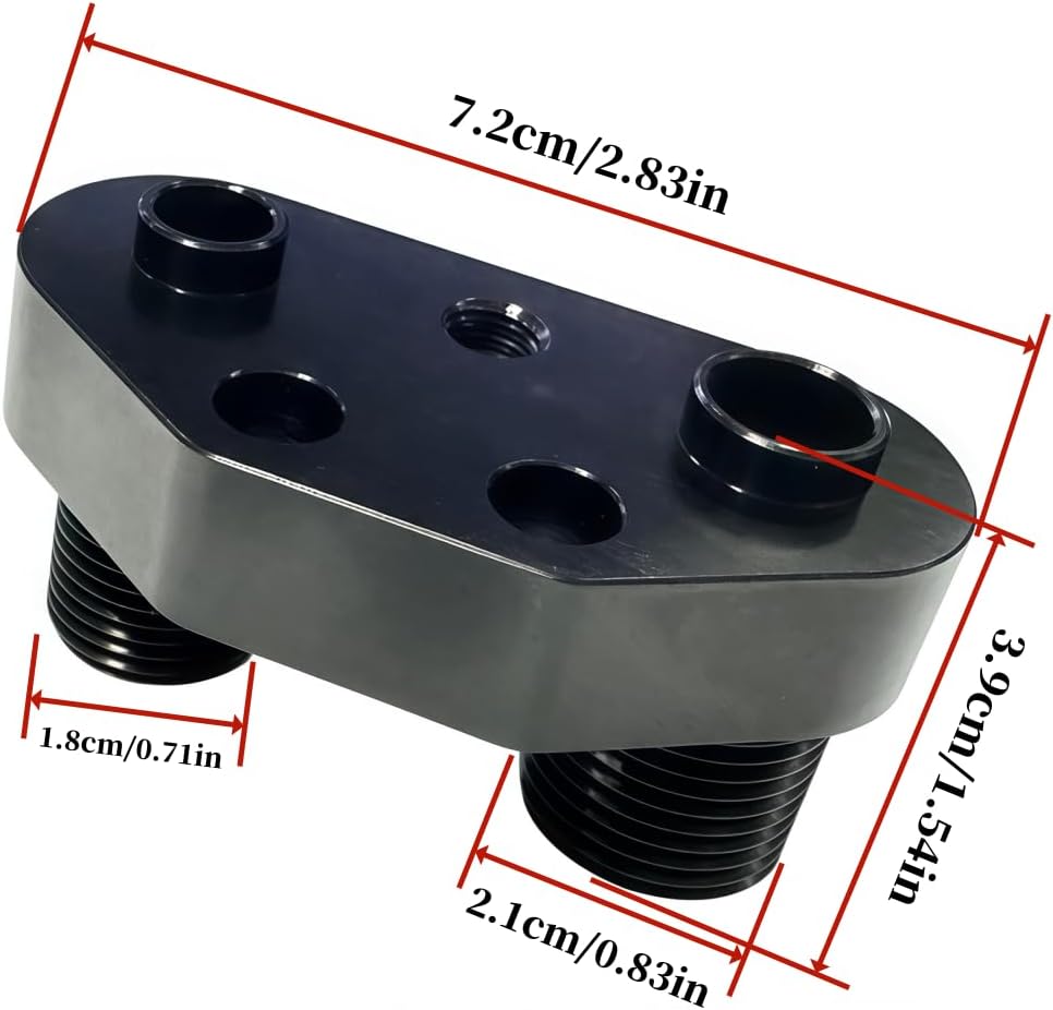 SD7B10 7176 Sanden AC Compressor Adapter Fitting 6061-T6 Aluminum Alloy Polished Finish Black Tone, A/C Quick Connector Fittings