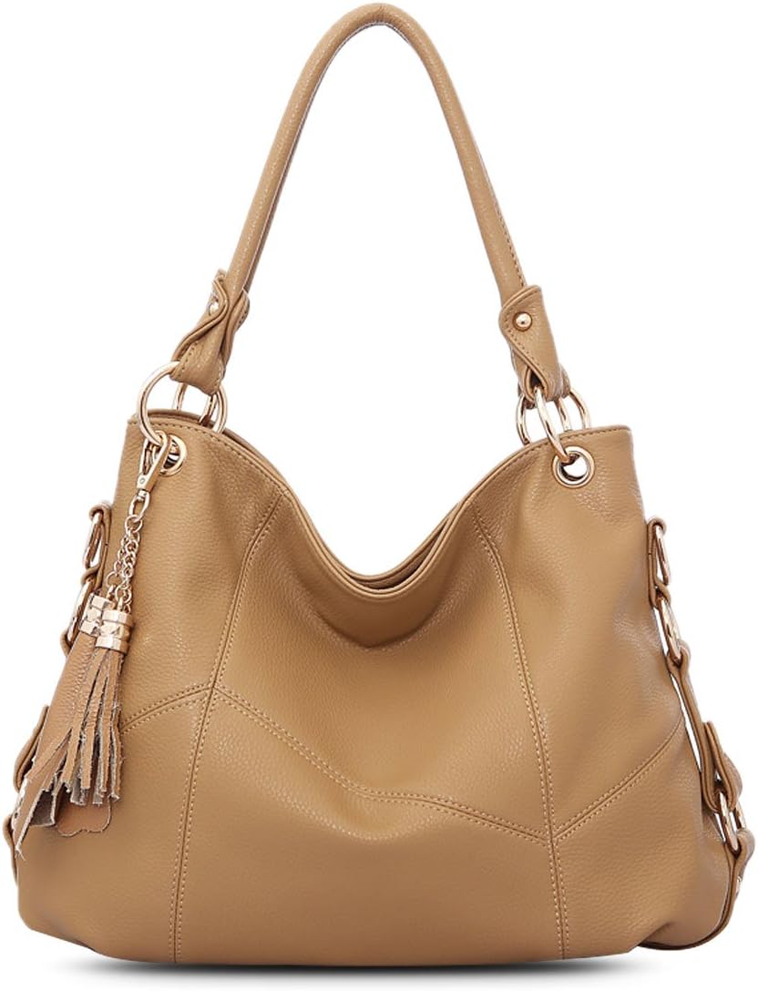VintgaWomen’s Leather Handbags Shoulder Tote Bag Top Handle Tassel Bags Ladies Purses Cross-body Bag