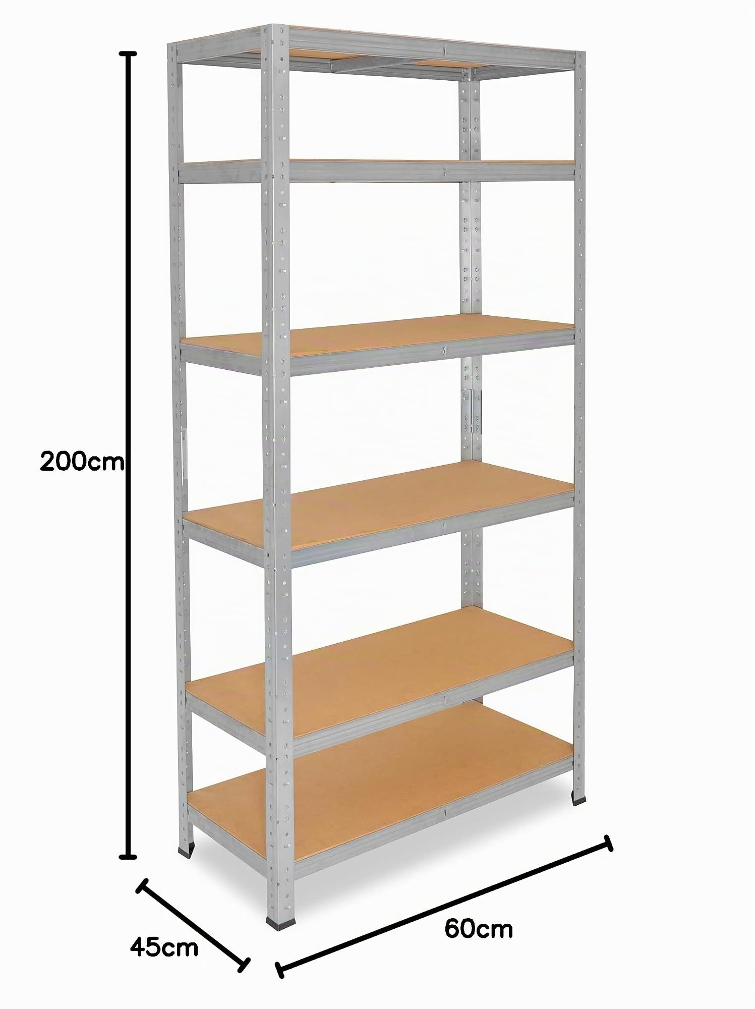 shelfplaza Home 200x60x45cm scaffale pesante zincato: 6x145kg