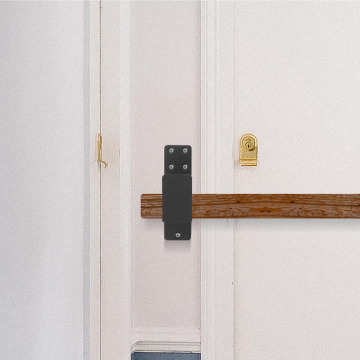 Sicherheitsbarrikadenhalterungen in Stahl mit u förmiger, minimalistischer Halterung, schwarz, 1 Satz, für Scheunentore und Haussicherheitsanwendung