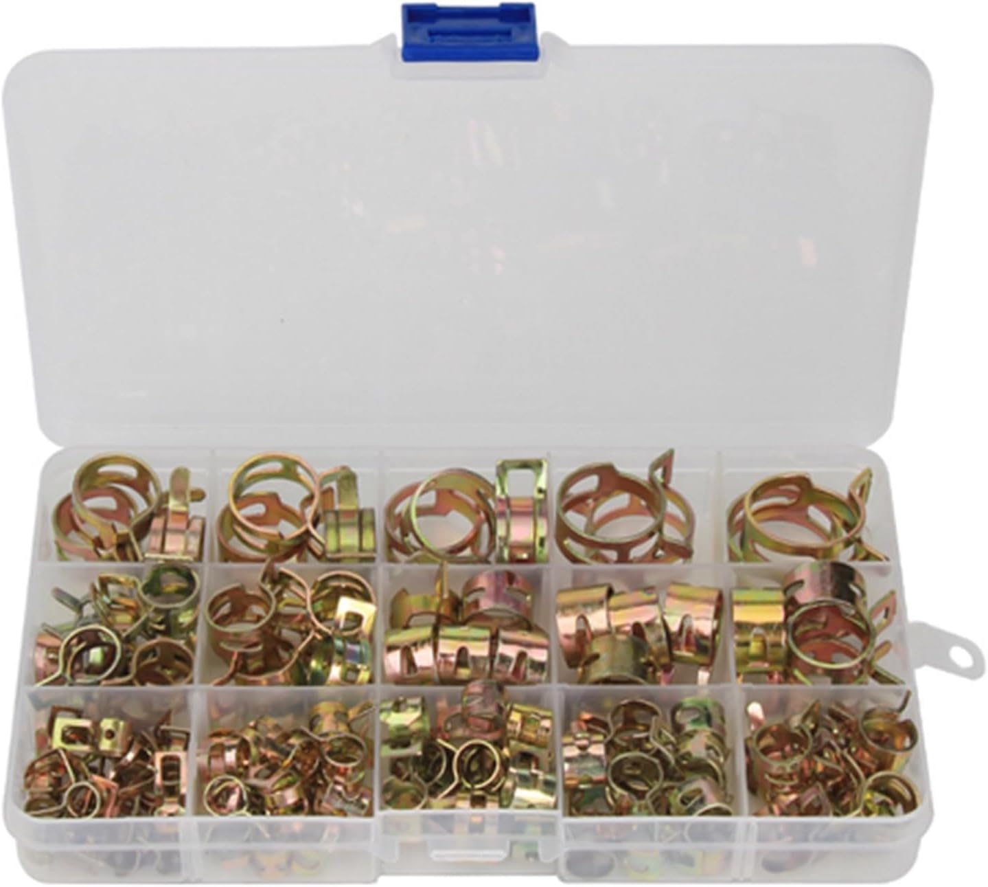 75/100/155PCS 6/8/10/12/14/15/16/18/20/22mm Car & Truck Spring Clips Fuel Oil Water Hose Clip Pipe Tube Clamp Fastener Spring Hose Clamps (Size : 155pcs 6-22mm)