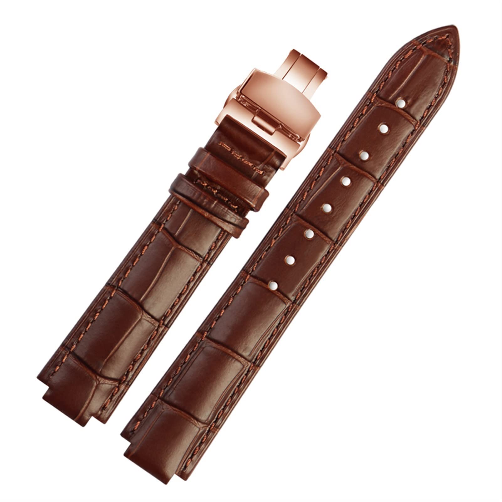 Bracelet en cuir véritable convexe pour montre de luxe - Élégance artisanale rouge 18mm