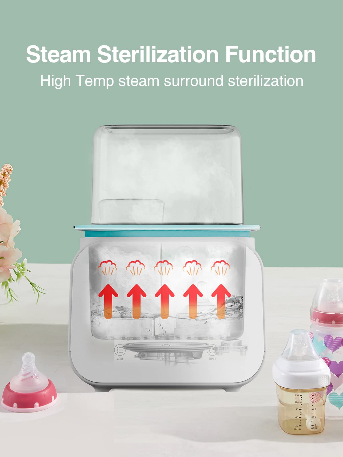 KOSTTE Scaldabiberon Riscaldamento rapido 10-in-1, Scaldabiberon Scaldabaschette per bambini, Scaldabiberon Elettrico Display a LED per Biberon Temperatura Scaldalatte Formula Riscaldamento Pappe Casa