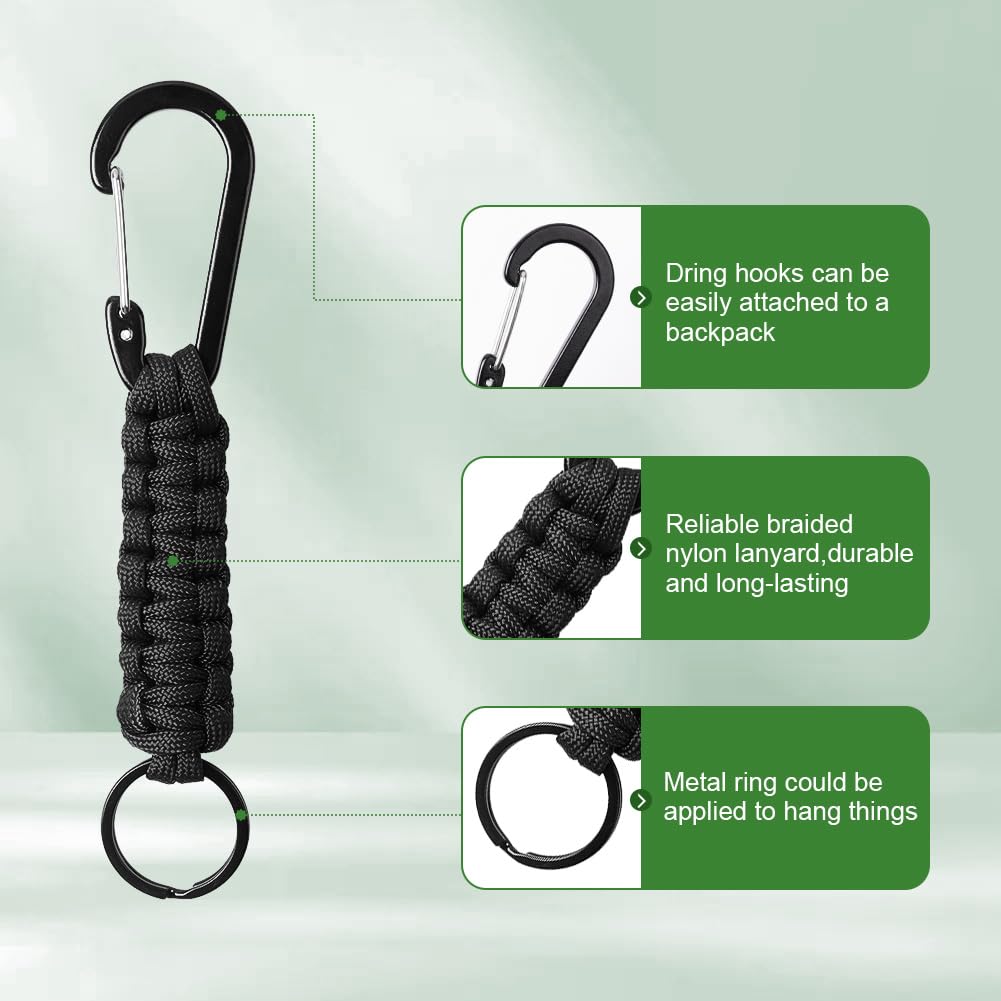 Vicloon Paracord breloczek do kluczy, smycz na klucze, linka paracord z metalowym pierścieniem i mini zdejmowaną plecioną smyczą na klucze, uchwyt na dowód osobisty