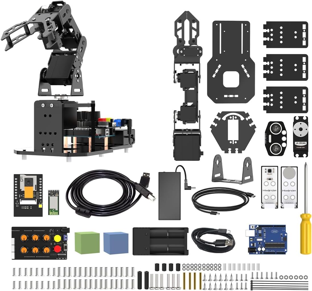 Robotic Arm with Arduino 5DOF/Axis AI Smart Robot Arm Open Source STEM Educational Building Robotics & Engineering Kits, Science/Coding/Programming Set, miniArm Standard Kit