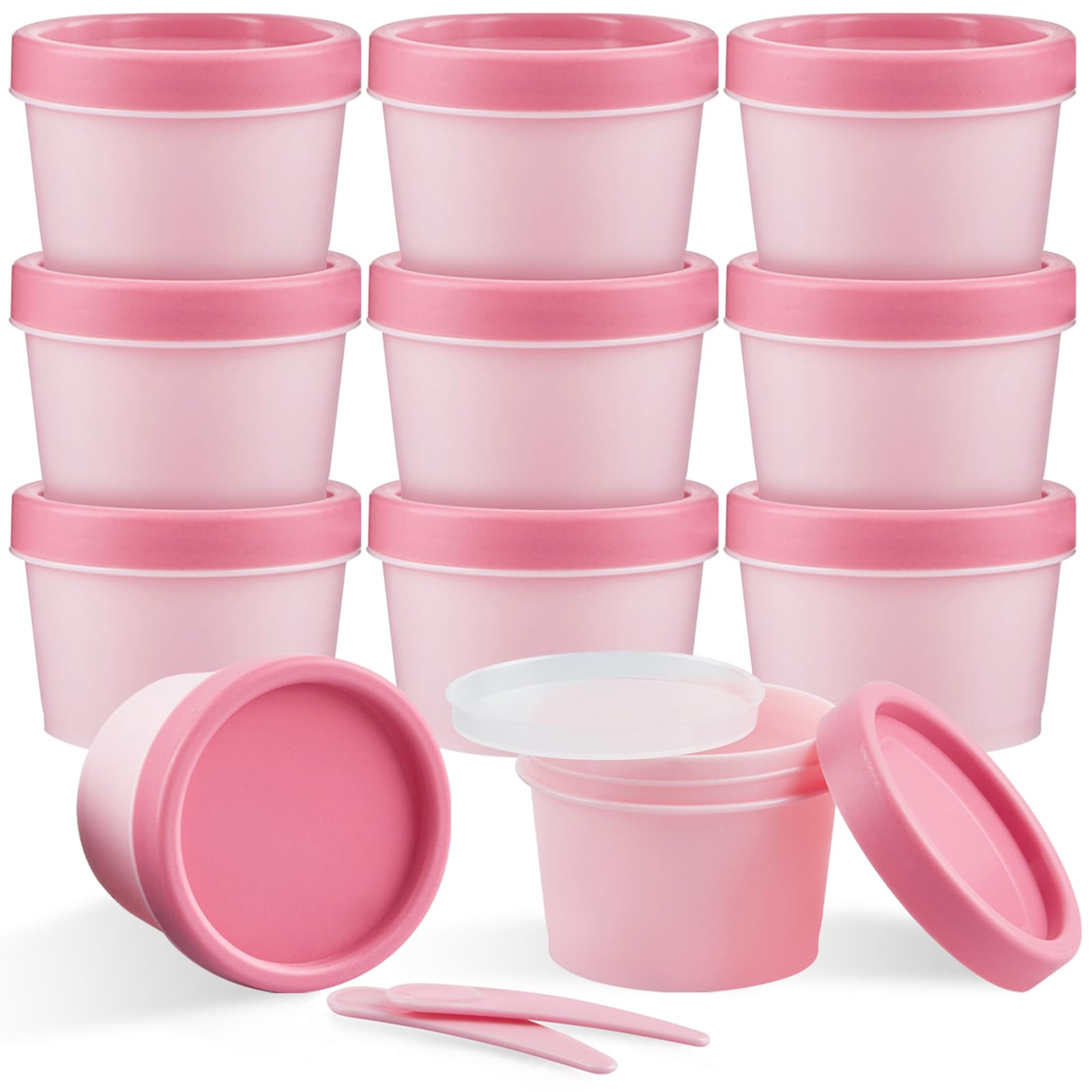 プラスチック製保存容器10個セット（ピンク・クリーム） プラスチック製保存容器10個セット（ピンク・クリーム