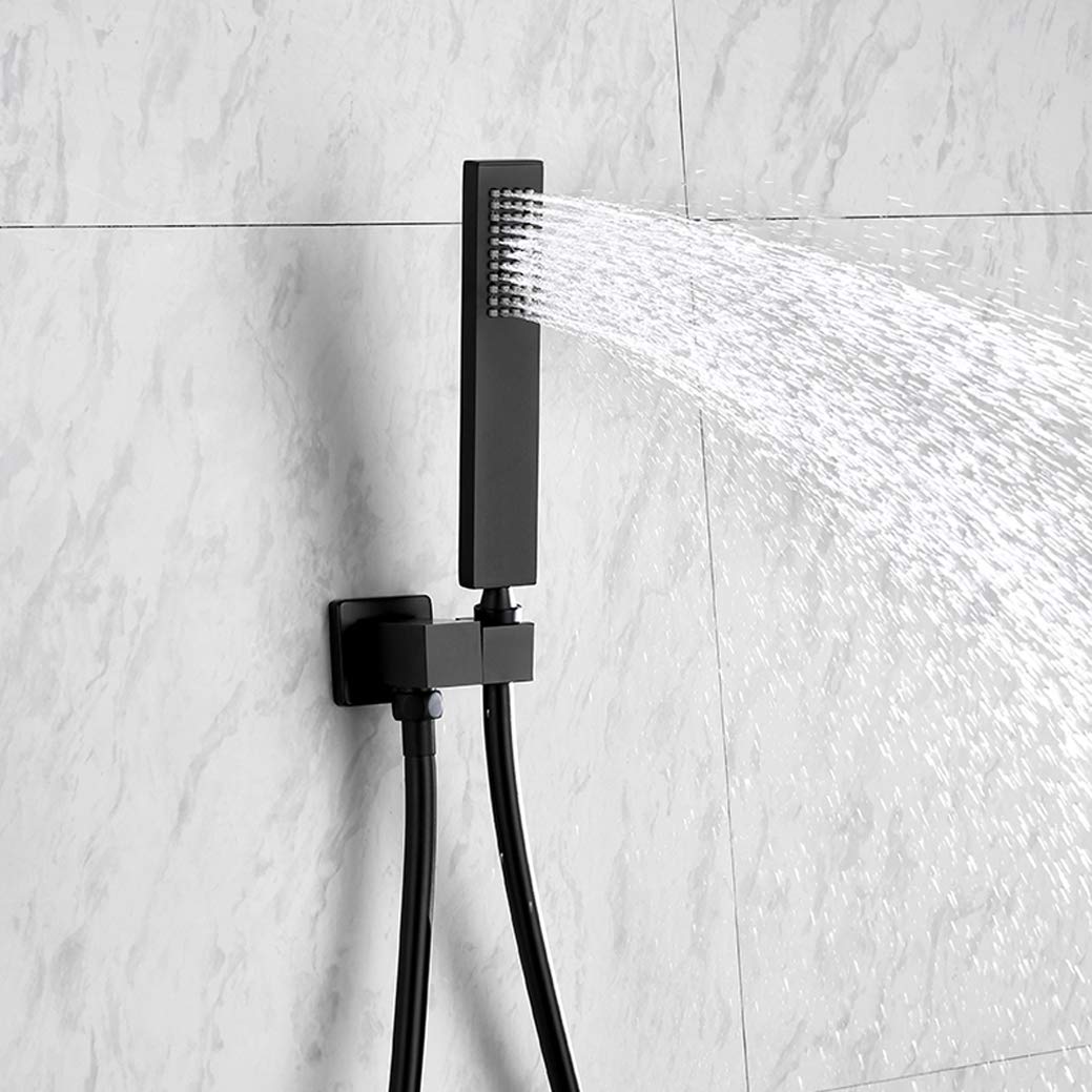 System prysznicowy ścienny z kwadratową głowicą prysznicową i ręcznym prysznicem – nowoczesny design do eleganckich łazienek